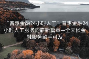 “普惠金融24小時人工”普惠金融24小時人工服務的嶄新篇章—全天候金融服務觸手可及