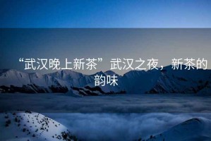 “武漢晚上新茶”武漢之夜，新茶的韻味