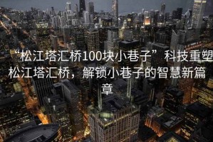 “松江塔匯橋100塊小巷子”科技重塑松江塔匯橋，解鎖小巷子的智慧新篇章