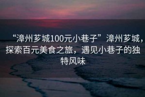 “漳州薌城100元小巷子”漳州薌城，探索百元美食之旅，遇見小巷子的獨特風味