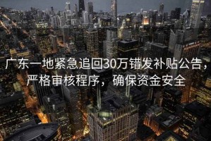 廣東一地緊急追回30萬(wàn)錯(cuò)發(fā)補(bǔ)貼公告，嚴(yán)格審核程序，確保資金安全
