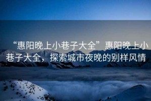 “惠陽晚上小巷子大全”惠陽晚上小巷子大全，探索城市夜晚的別樣風情