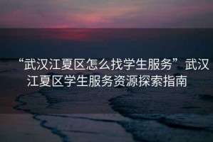 “武漢江夏區怎么找學生服務”武漢江夏區學生服務資源探索指南