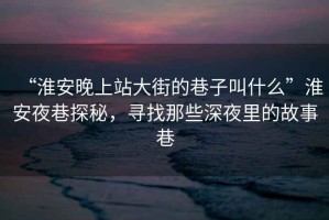 “淮安晚上站大街的巷子叫什么”淮安夜巷探秘，尋找那些深夜里的故事巷