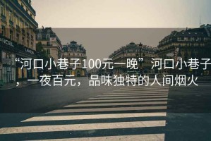 “河口小巷子100元一晚”河口小巷子，一夜百元，品味獨特的人間煙火