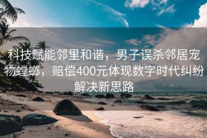 科技賦能鄰里和諧，男子誤殺鄰居寵物螳螂，賠償400元體現數字時代糾紛解決新思路