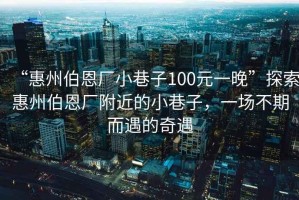 “惠州伯恩廠小巷子100元一晚”探索惠州伯恩廠附近的小巷子，一場不期而遇的奇遇