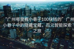 “廣州哪里有小巷子100塊錢的”廣州小巷子中的隱藏寶藏，百元智能探索之旅