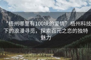 “梧州哪里有100塊的愛情”梧州科技下的浪漫尋覓，探索百元之戀的獨特魅力