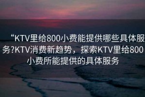 “KTV里給800小費能提供哪些具體服務?KTV消費新趨勢，探索KTV里給800小費所能提供的具體服務