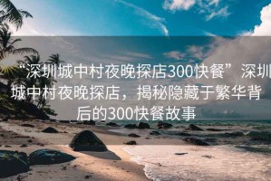 “深圳城中村夜晚探店300快餐”深圳城中村夜晚探店，揭秘隱藏于繁華背后的300快餐故事