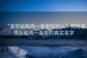 “龍華站街雞一條街叫什么”揭秘龍華站街雞一條街的真實名字