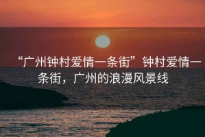 “廣州鐘村愛情一條街”鐘村愛情一條街，廣州的浪漫風景線