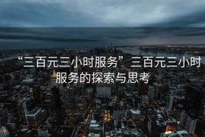 “三百元三小時服務”三百元三小時服務的探索與思考