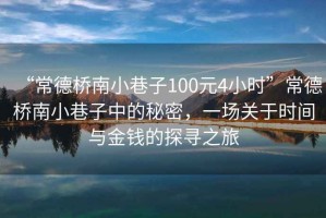 “常德橋南小巷子100元4小時”常德橋南小巷子中的秘密，一場關于時間與金錢的探尋之旅
