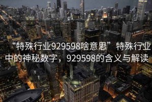 “特殊行業929598啥意思”特殊行業中的神秘數字，929598的含義與解讀