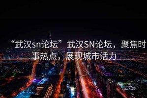 “武漢sn論壇”武漢SN論壇，聚焦時事熱點，展現(xiàn)城市活力