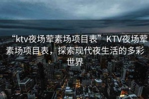“ktv夜場葷素場項目表”KTV夜場葷素場項目表，探索現代夜生活的多彩世界