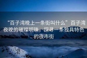 “百子灣晚上一條街叫什么”百子灣夜晚的璀璨明珠，探尋一條獨(dú)具特色的夜市街