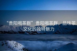 “貴陽喝茶群”貴陽喝茶群，品味茶文化的獨特魅力