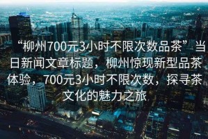 “柳州700元3小時不限次數品茶”當日新聞文章標題，柳州驚現新型品茶體驗，700元3小時不限次數，探尋茶文化的魅力之旅