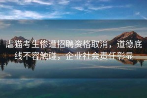 虐貓考生慘遭招聘資格取消，道德底線不容觸碰，企業社會責任彰顯