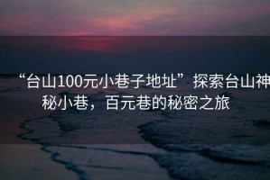 “臺山100元小巷子地址”探索臺山神秘小巷，百元巷的秘密之旅