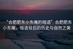 “合肥肥東小東庵的暗語”合肥肥東小東庵，暗語背后的歷史與自然之美