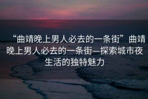 “曲靖晚上男人必去的一條街”曲靖晚上男人必去的一條街—探索城市夜生活的獨特魅力