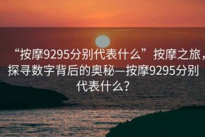“按摩9295分別代表什么”按摩之旅，探尋數(shù)字背后的奧秘—按摩9295分別代表什么？