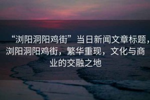 “瀏陽洞陽雞街”當日新聞文章標題，瀏陽洞陽雞街，繁華重現，文化與商業的交融之地