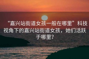 “嘉興站街道女孩一般在哪里”科技視角下的嘉興站街道女孩，她們活躍于哪里？