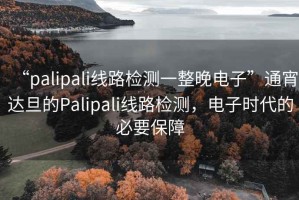 “palipali線路檢測一整晚電子”通宵達旦的Palipali線路檢測，電子時代的必要保障