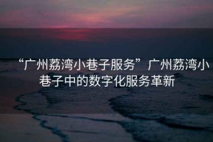 “廣州荔灣小巷子服務”廣州荔灣小巷子中的數字化服務革新