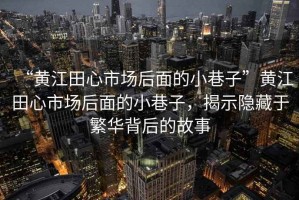 “黃江田心市場后面的小巷子”黃江田心市場后面的小巷子，揭示隱藏于繁華背后的故事