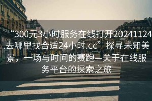 “300元3小時服務在線打開20241124.去哪里找合適24小時.cc”探尋未知美景，一場與時間的賽跑—關于在線服務平臺的探索之旅