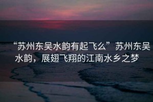 “蘇州東吳水韻有起飛么”蘇州東吳水韻，展翅飛翔的江南水鄉之夢