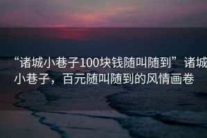 “諸城小巷子100塊錢隨叫隨到”諸城小巷子，百元隨叫隨到的風情畫卷