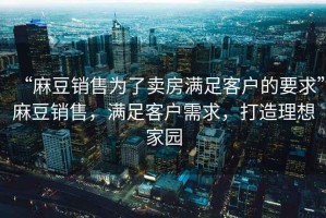 “麻豆銷售為了賣房滿足客戶的要求”麻豆銷售，滿足客戶需求，打造理想家園