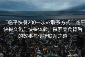 “臨平快餐200一次vx聯(lián)系方式”臨平快餐文化與快餐體驗，探索美食背后的故事與便捷聯(lián)系之道