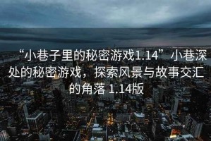 “小巷子里的秘密游戲1.14”小巷深處的秘密游戲，探索風景與故事交匯的角落 1.14版