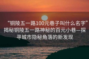 “銅陵五一路100元巷子叫什么名字”揭秘銅陵五一路神秘的百元小巷—探尋城市隱秘角落的新發(fā)現(xiàn)