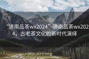“濟南品茶wx2024”濟南品茶wx2024，古老茶文化的新時代演繹