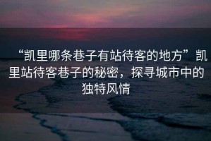 “凱里哪條巷子有站待客的地方”凱里站待客巷子的秘密，探尋城市中的獨特風(fēng)情