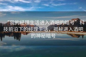 “我的經理生活進入酒吧的暗號”科技前沿下的經理生活，揭秘進入酒吧的神秘暗號