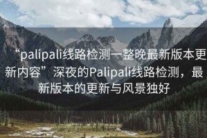 “palipali線路檢測一整晚最新版本更新內容”深夜的Palipali線路檢測，最新版本的更新與風景獨好