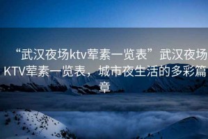 “武漢夜場ktv葷素一覽表”武漢夜場KTV葷素一覽表，城市夜生活的多彩篇章