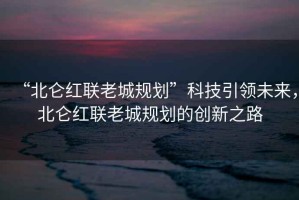 “北侖紅聯老城規劃”科技引領未來，北侖紅聯老城規劃的創新之路