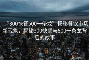 “300快餐500一條龍”揭秘餐飲市場新現象，揭秘300快餐與500一條龍背后的故事