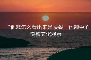 “他趣怎么看出來是快餐”他趣中的快餐文化觀察